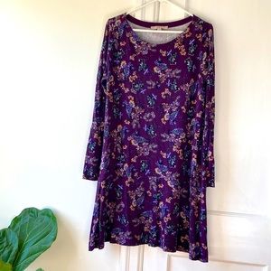 Loft Purple Floral Swing Dress